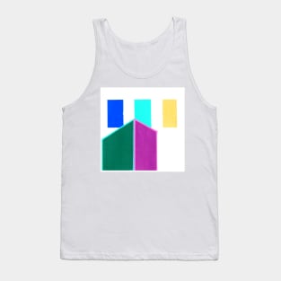 Inverted Purple Blue Yellow Green Geometric Abstract Painting Tank Top